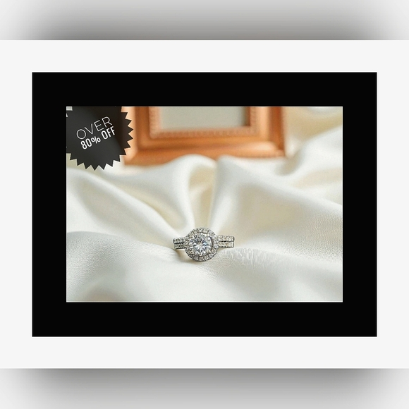 Pre-owned Charles & Colvard 14k White Gold Moissanite Dew Point 1.75 TW Set - Picture 2 of 15